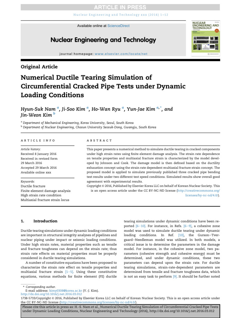 Ductile Tearing Simulation in Cracked Pipes | PDF | Fracture ...