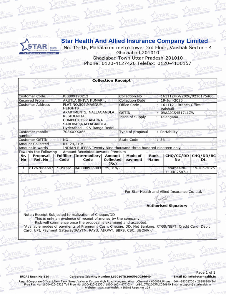 Collection Receipt for Insurance Premium | PDF | Banking Technology ...