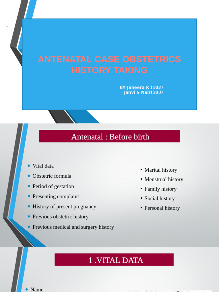 Antenatal Case History in OBGYN | PDF | Pregnancy | Childbirth