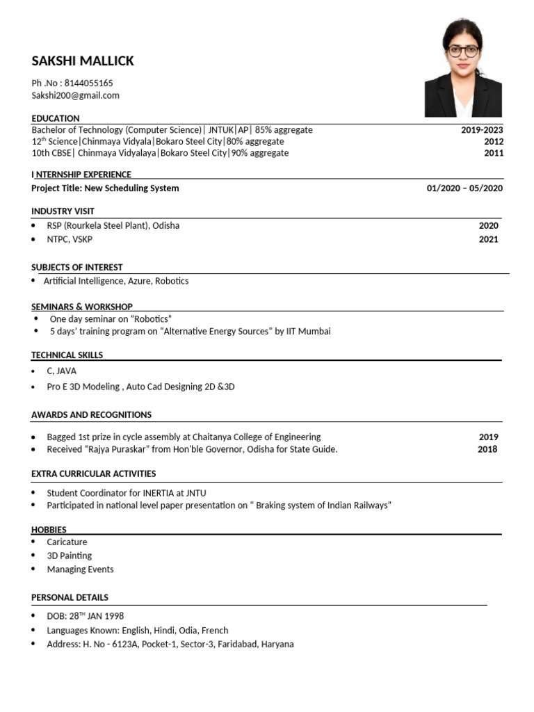 Sample CV Fromat | PDF