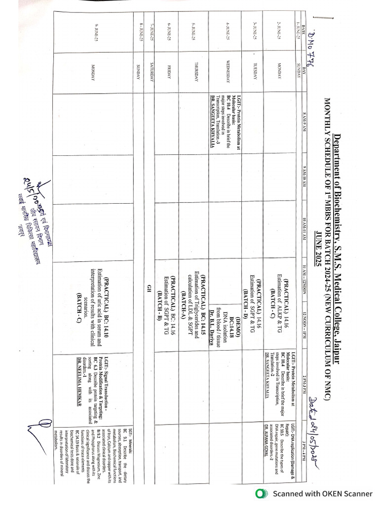Ug Teaching Schedule For June 2025 | PDF