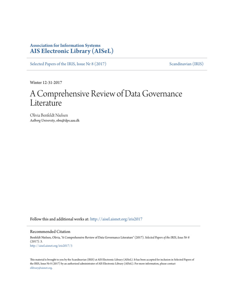 Comprehensive Review of Data Governance | PDF | Governance | Theory
