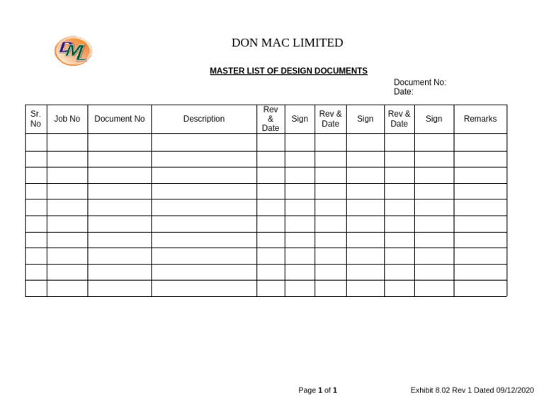 Master List of Design Documents | PDF
