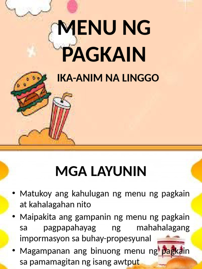 Aralin 6 - Menu NG Pagkain | PDF