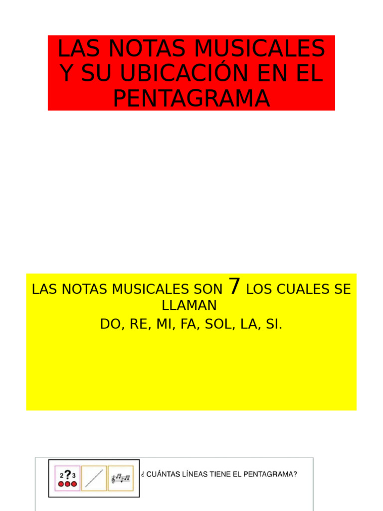 Las Notas Musicales y Su Ubicación en El Pentagrama | PDF