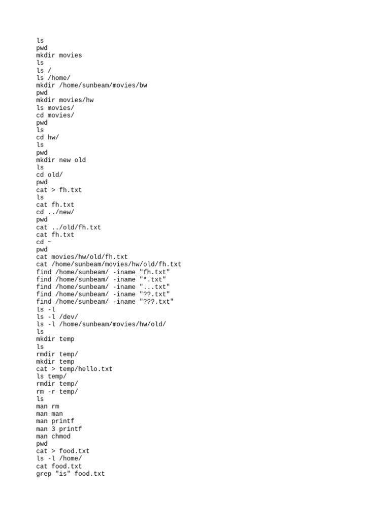 Commands Classwork Bkup | PDF