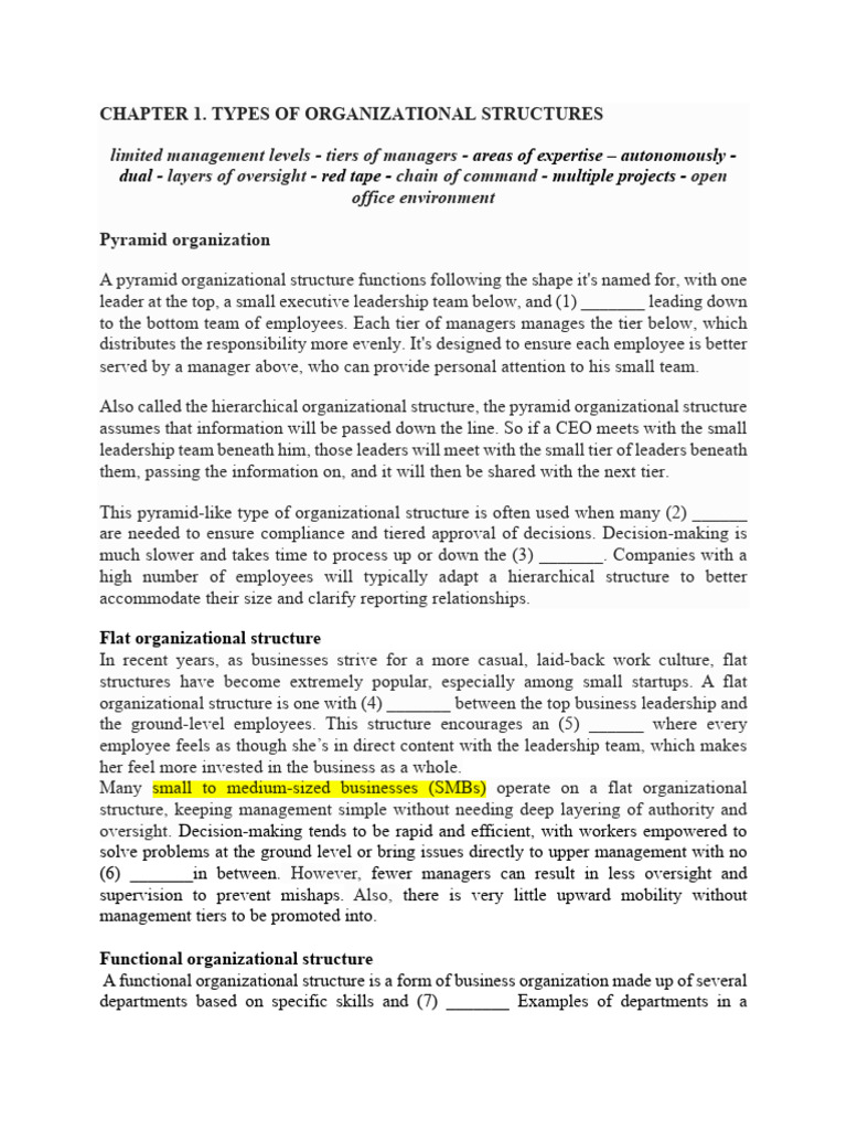 Chapter 1. Organizational Structues | PDF | Organizational Structure ...