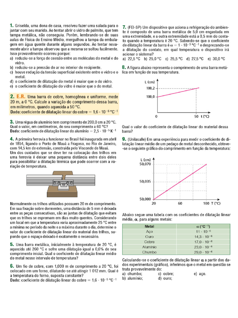 Questões Dilatação Térmica | PDF