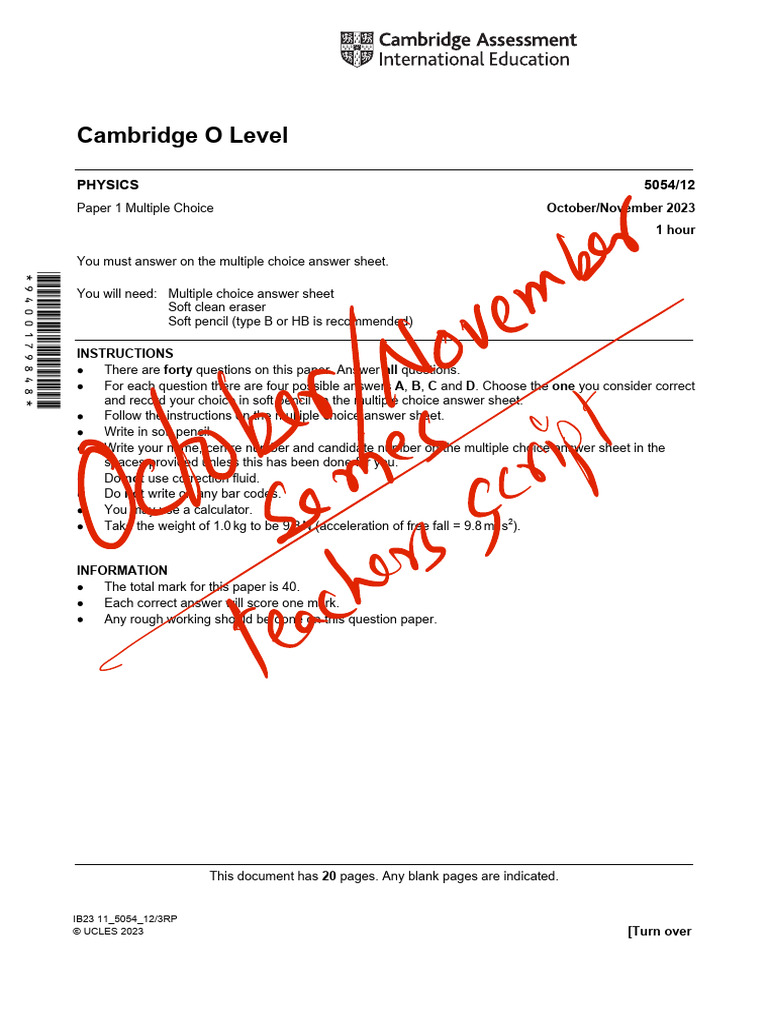 O Level P1 OctNov Combined | PDF | Transformer | Gases
