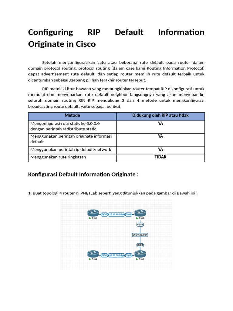 Configuring RIP Default Routes | PDF | Router (Computing) | Internet ...