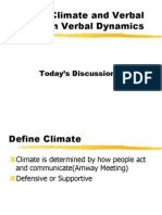 Group Climate and Verbal and Non Verbal Dynamics: Today's Discussion