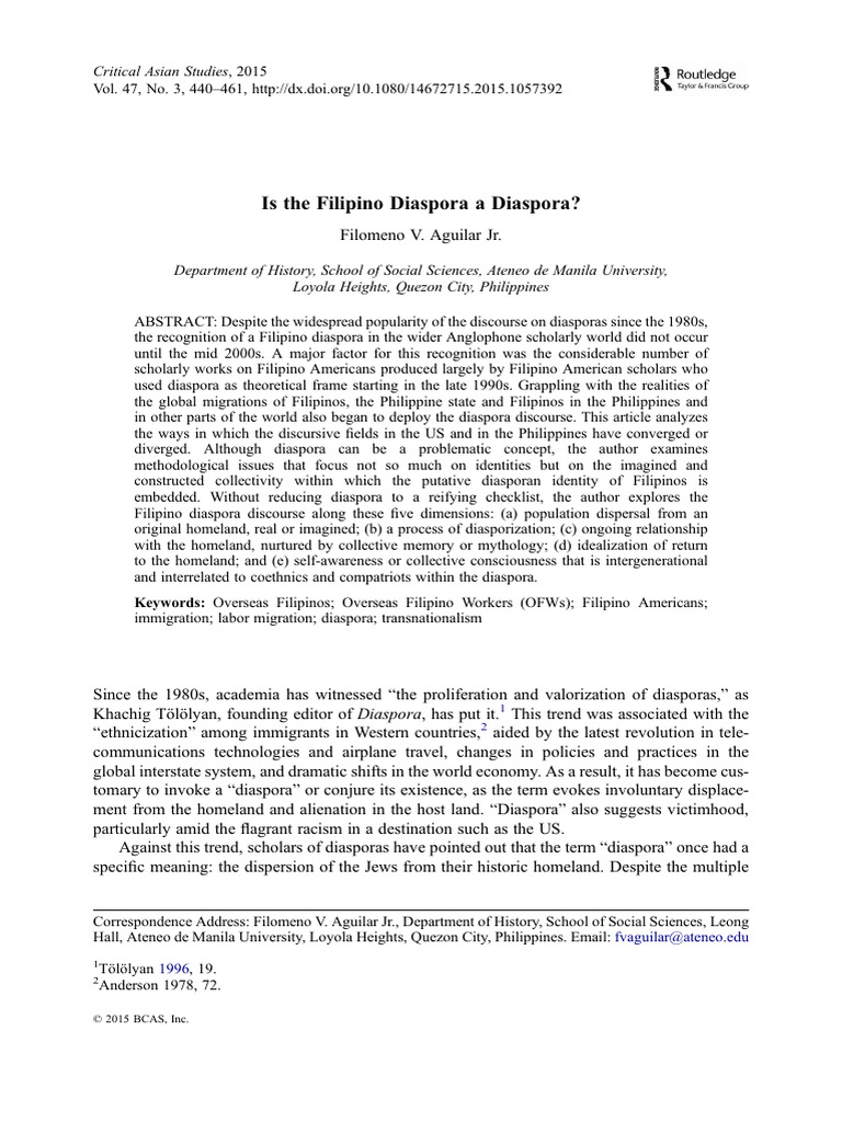 Analyzing the Filipino Diaspora Concept | PDF | Diaspora | Migrant Worker