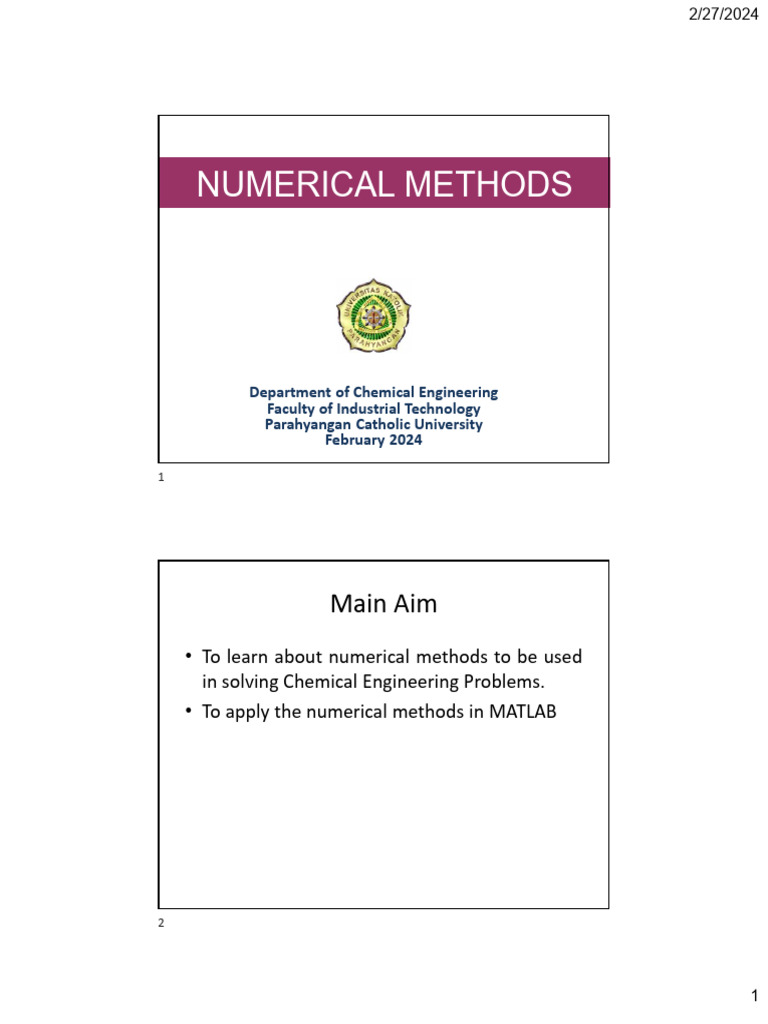 Numerical Methods in Chemical Engineering | PDF | Numerical Analysis ...