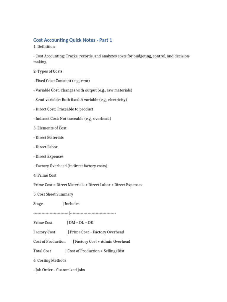 Cost Accounting Essentials: Quick Guide | PDF