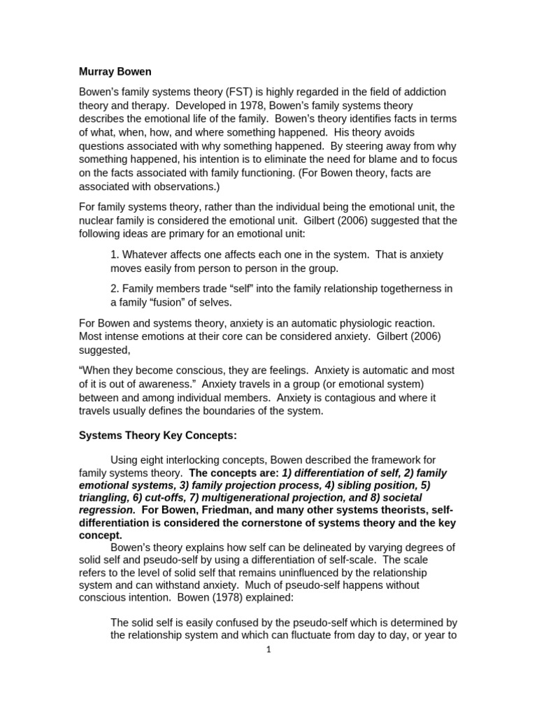 7127262bowen's Family Systems Theory | PDF | Family | Attachment Theory