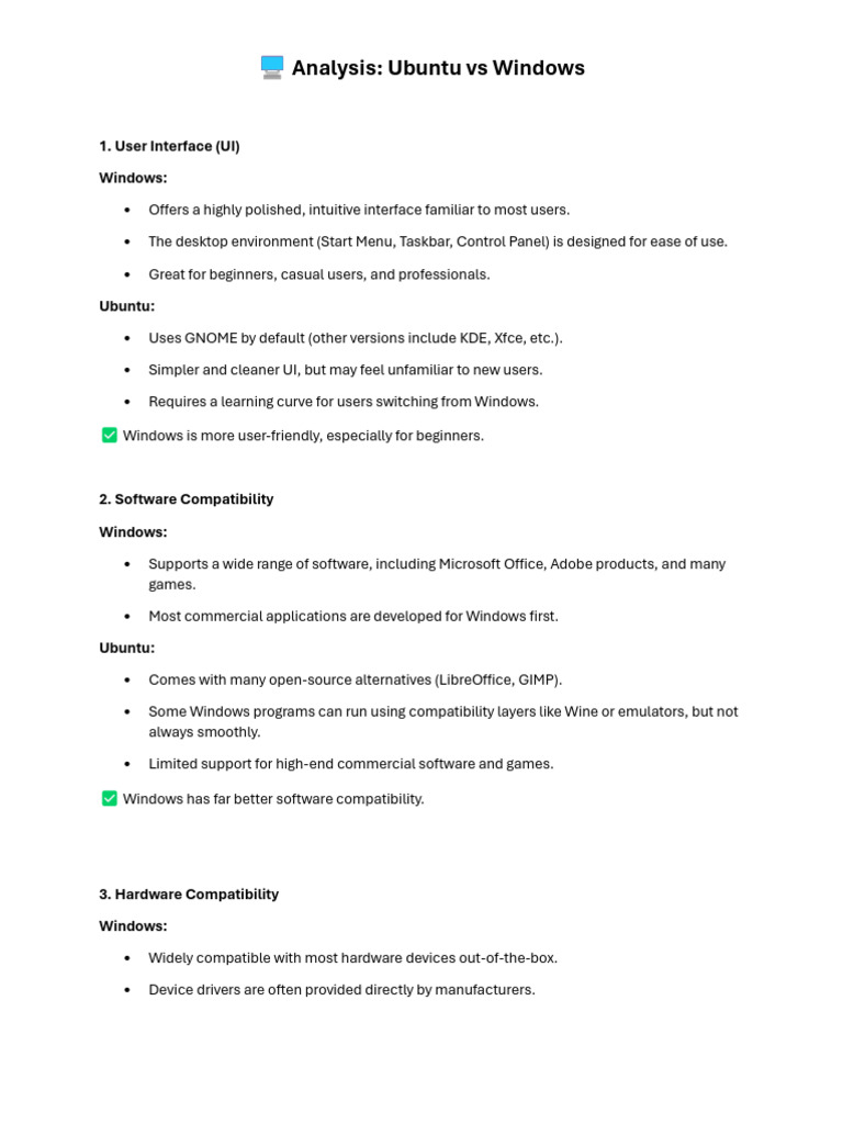 Ubuntu vs Windows: Key Differences | PDF | Microsoft Windows ...