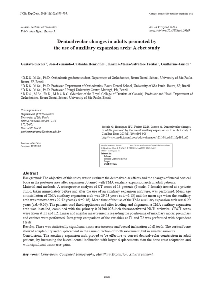 Siecola G, 2019 - JCED - Dentoalveolar Changes in Adults Promoted by ...
