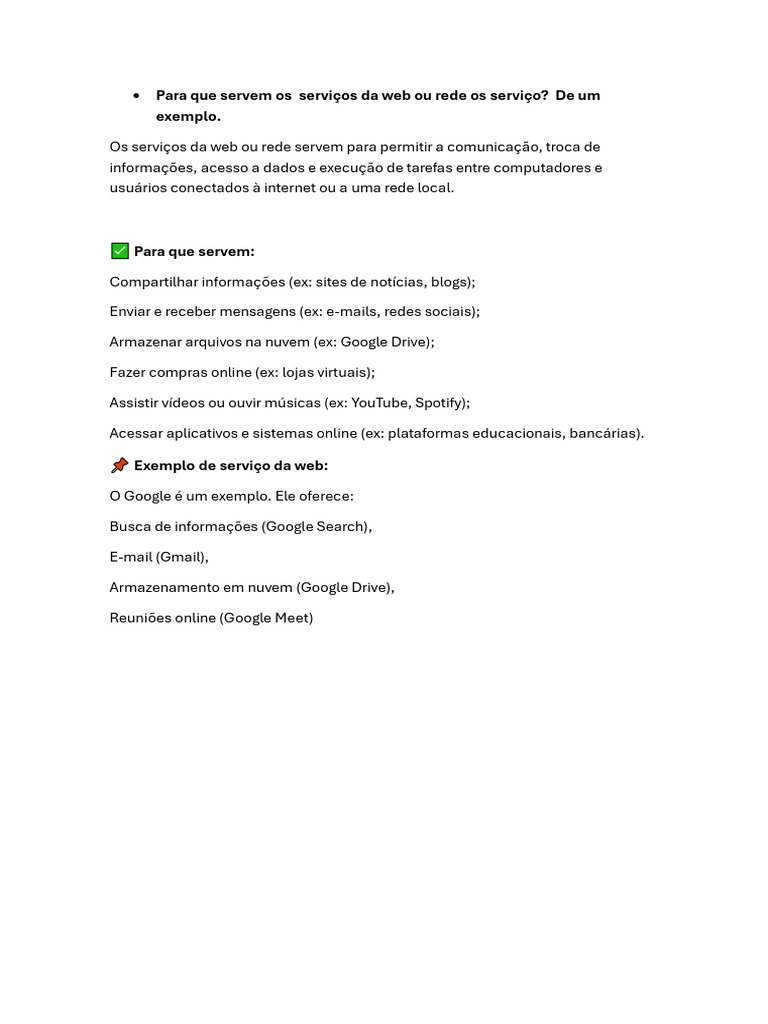 Para Que Servem Os Serviços Da Web Ou Rede Os Serviço? de Um Exemplo | PDF