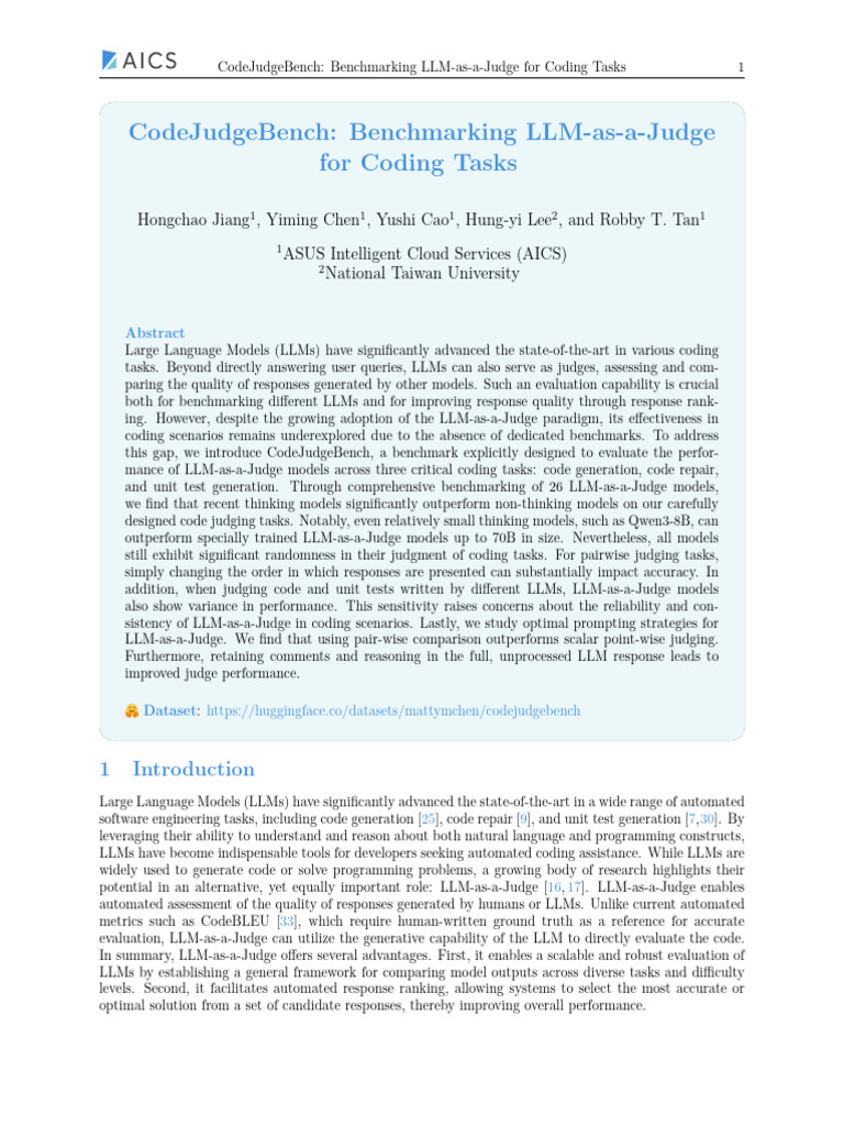 CodeJudgeBench: Evaluating LLMs for Coding | PDF | Computing