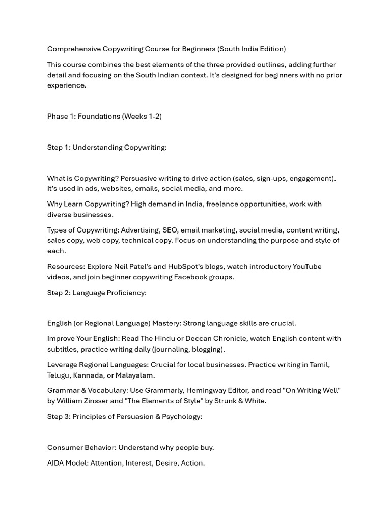 South India Copywriting Course Guide | PDF | Copywriting | Search ...