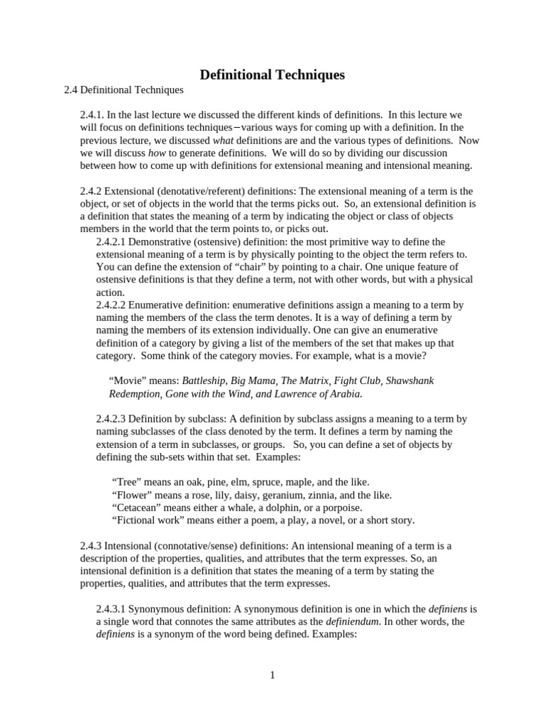 2.4 Definitional Techniques | PDF | Definition