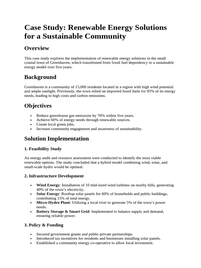 Greenhaven's Renewable Energy Case Study | PDF | Renewable Energy ...