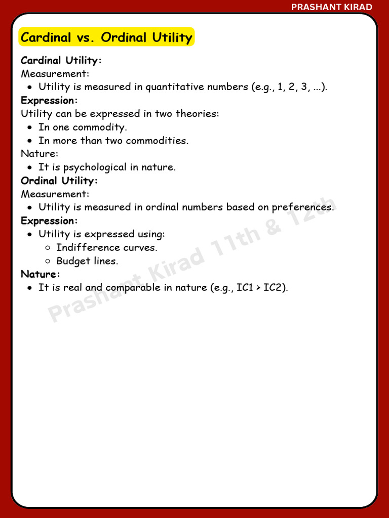Cardinal vs. Ordinal Utility Explained | PDF | Utility | Marginal Utility