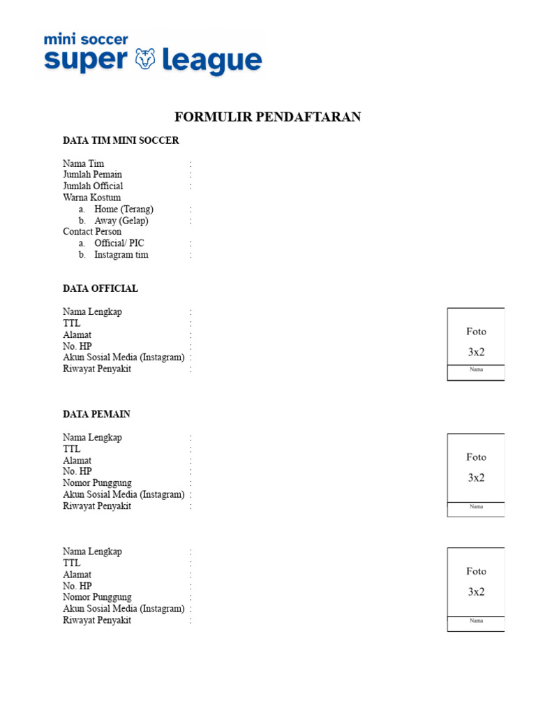 Formulir Pendaftaran MSL | PDF