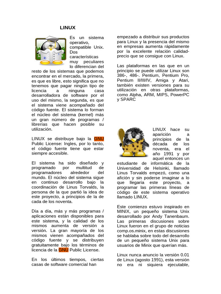 Historia de Linux desde 1991 | PDF | Ñu | Ingeniería Informática