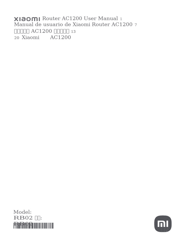 Xiaomi Router AC1200 User Manual | PDF | Computer Network | Wireless