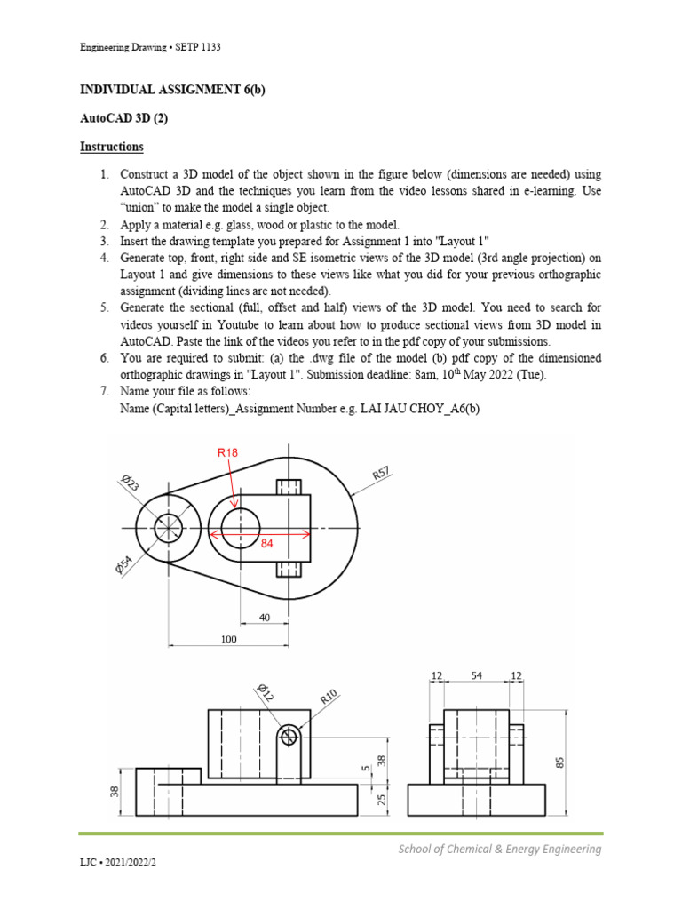 AutoCAD 3D Modeling Assignment Guide | PDF
