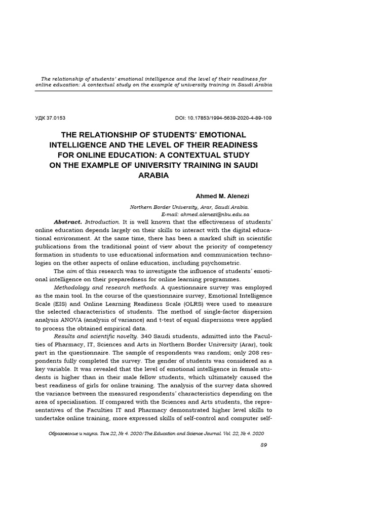 Emotional Intelligence and Online Learning Readiness | PDF | Emotions ...