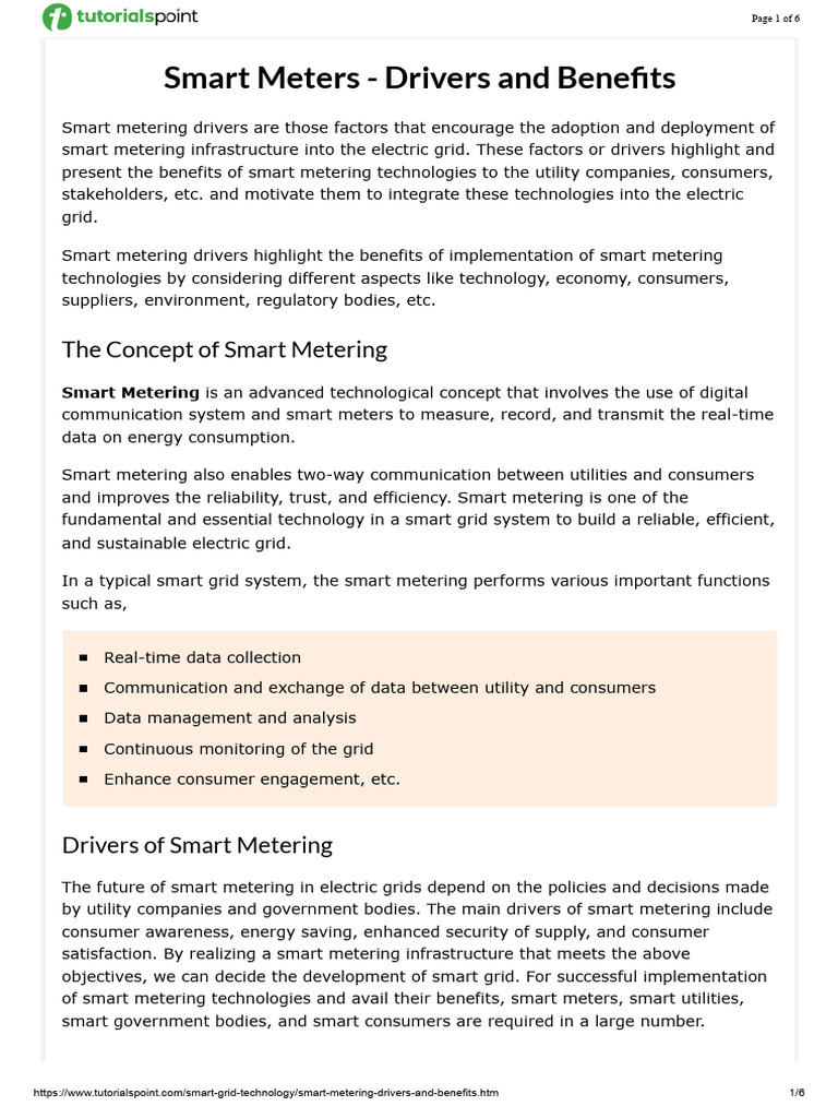 Smart Metering: Key Drivers and Benefits | PDF | Smart Grid ...