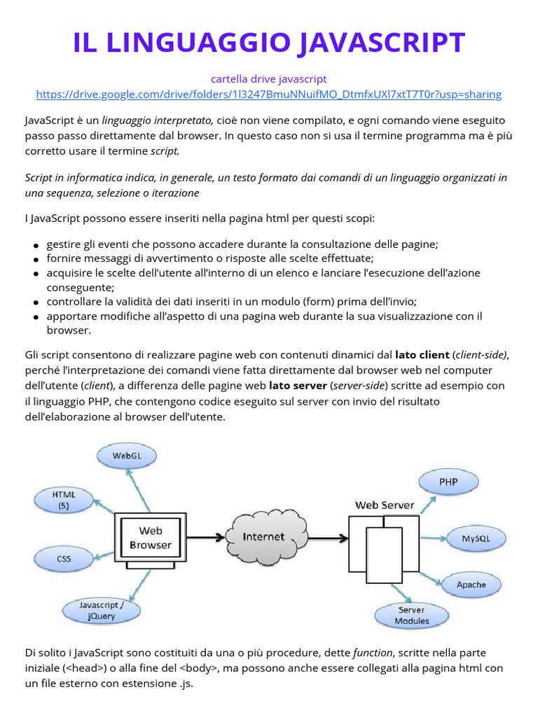 Il Linguaggio Javascript | PDF