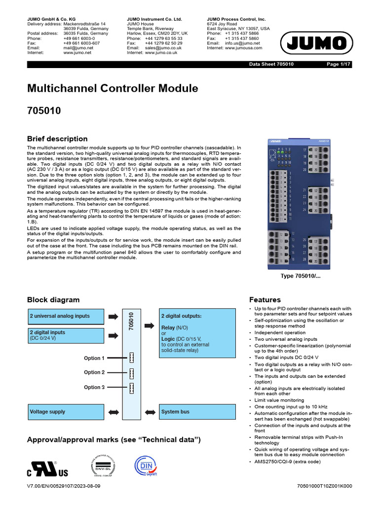 Multichannel PID Controller Module 705010 | PDF | Electrical Network ...