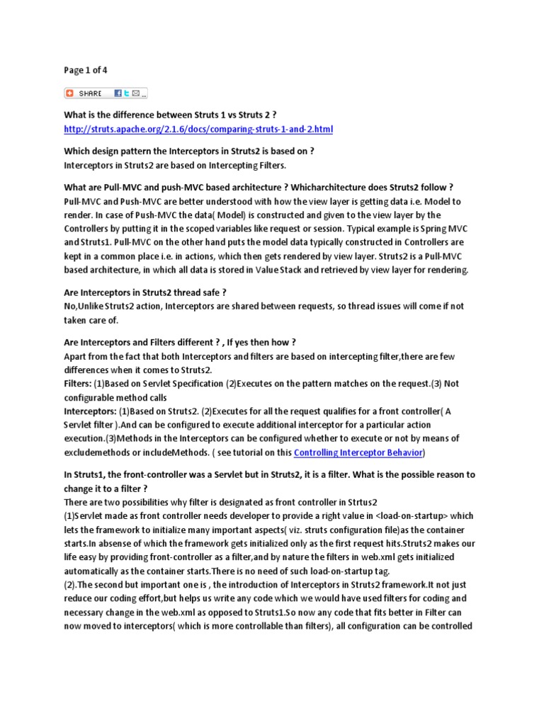 Struts Framework Interview Insights | PDF | Method (Computer ...