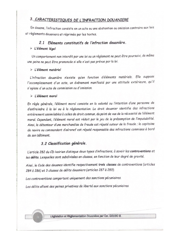 Caracteristiques de L'infraction Douaniere | PDF