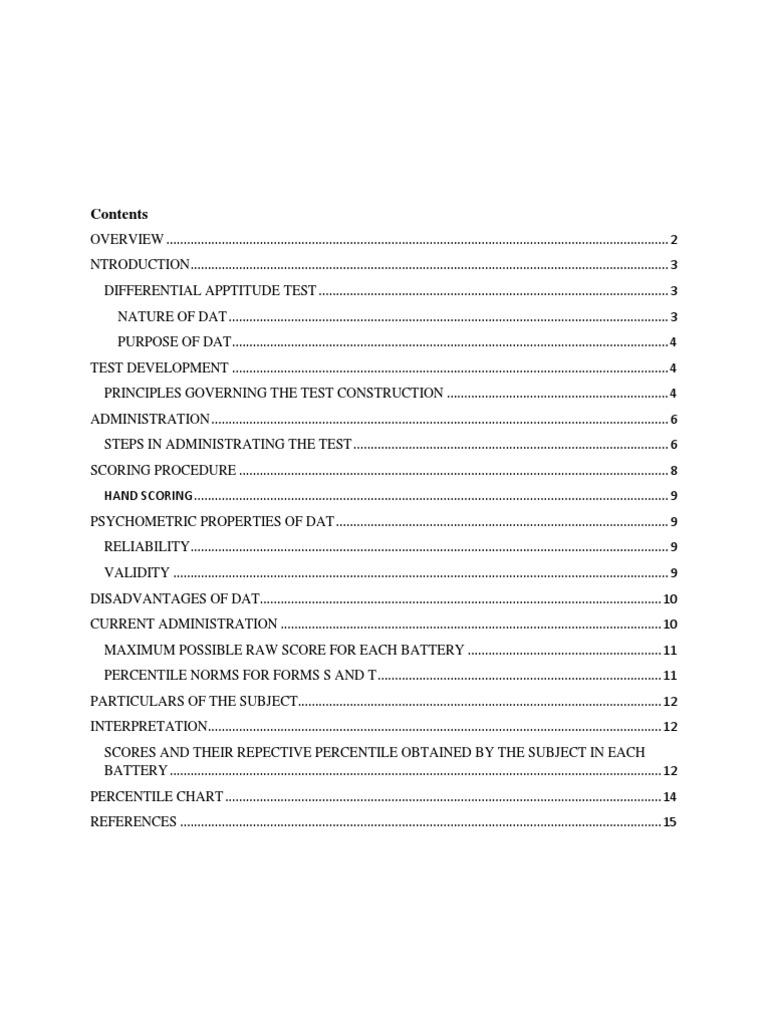 Dat Report! PDF Test (Assessment) Psychometrics