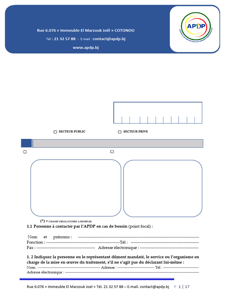 Formulaire APDP pour Traitement de Données | PDF | Sécurité des ...