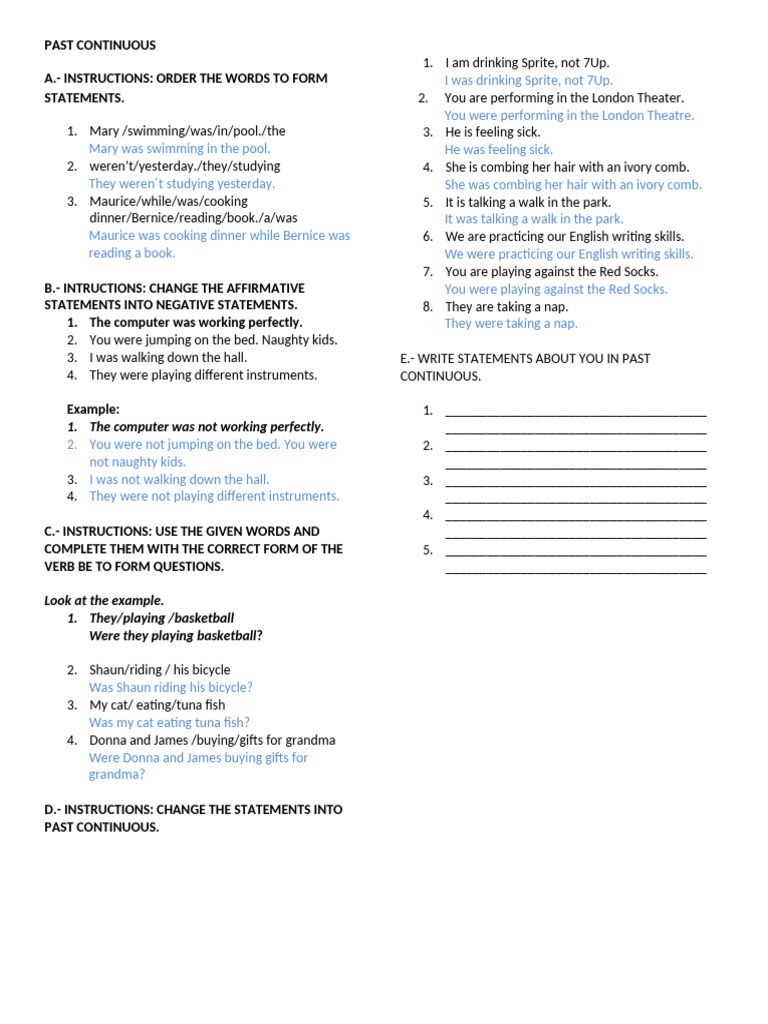 Past Continuous Tense Exercises | PDF | Chess | Chess Theory
