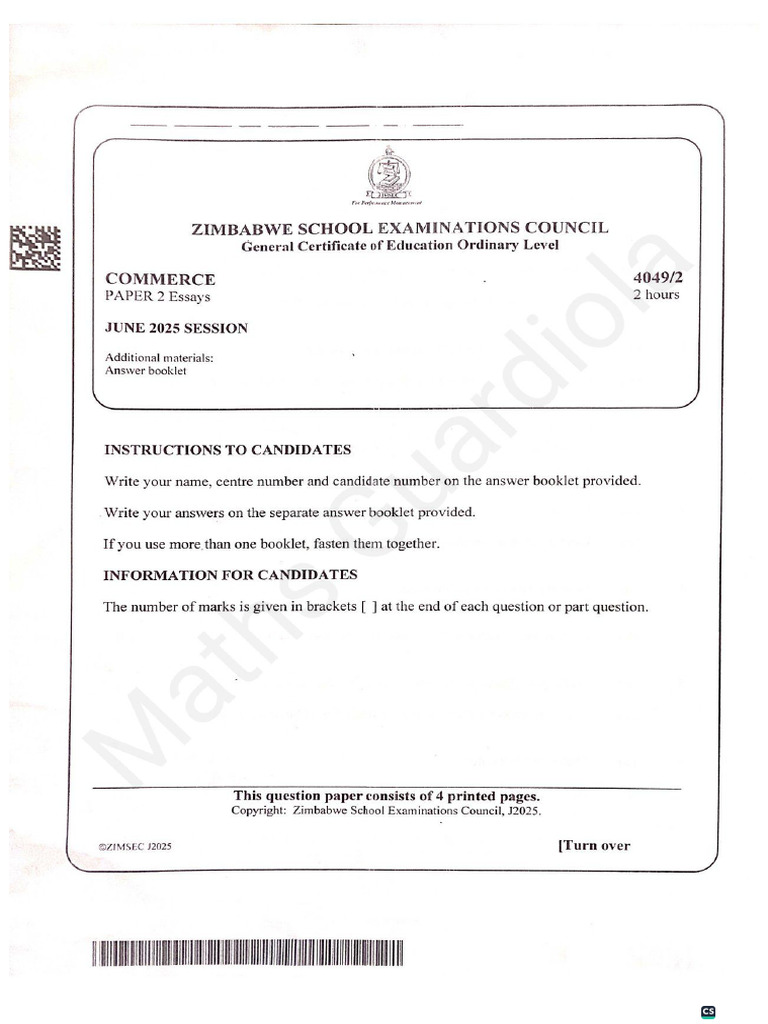 Commerce June 2025 Paper 2 | PDF