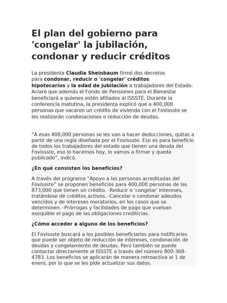 El Plan Del Gobierno para | PDF | Pensión | Jubilación