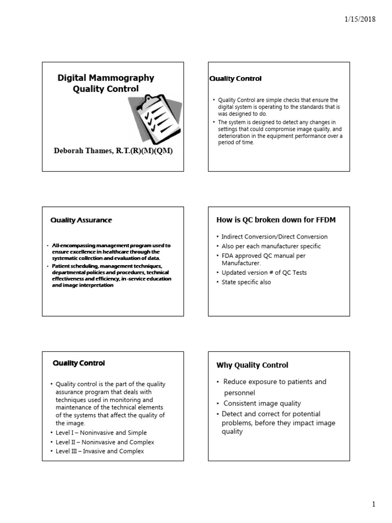 Digital Mammography Quality Control Guide | PDF | Signal To Noise Ratio ...