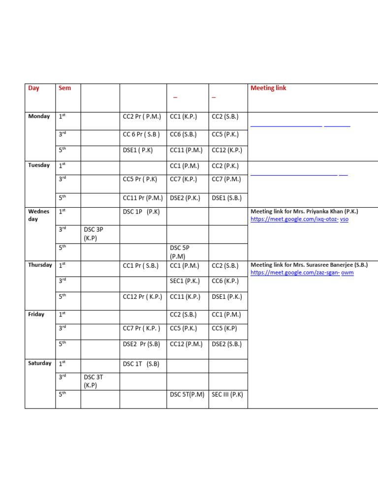 Zoology Dept - Provisional Class Routine | PDF