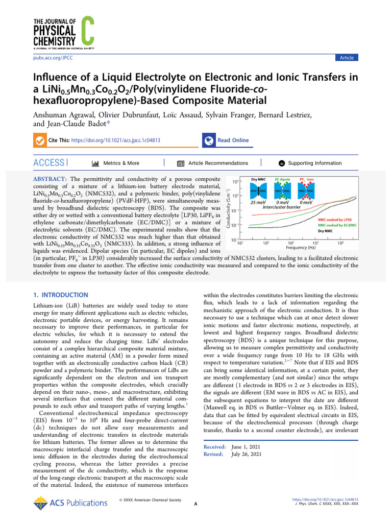 Liquid Electrolyte Effects on NMC532 Conductivity | PDF | Dielectric ...