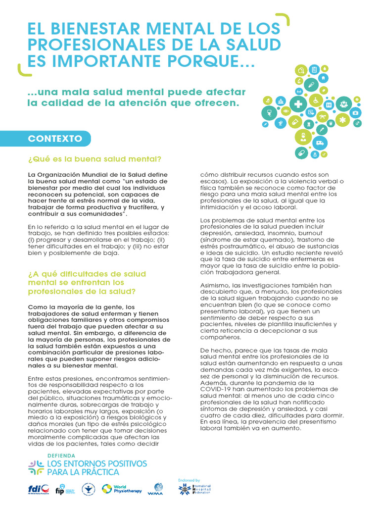 Salud Mental en Profesionales de Salud | PDF | Salud mental | Suicidio