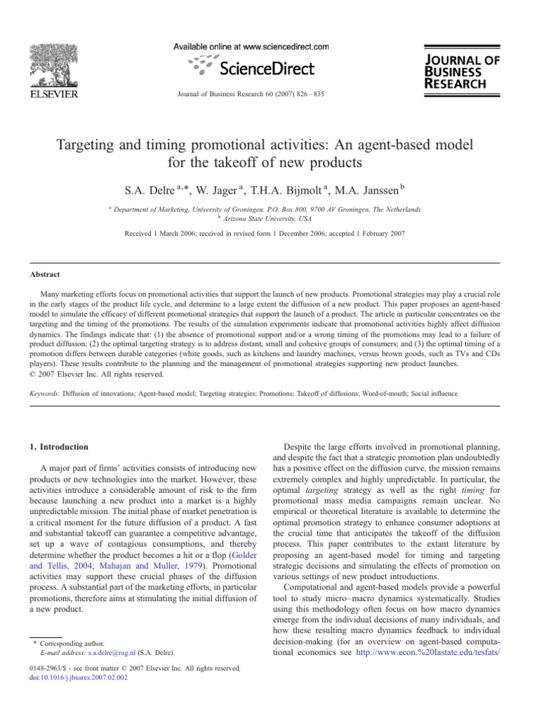Agent-Based Model for Product Promotions | PDF | Innovation | Agent ...