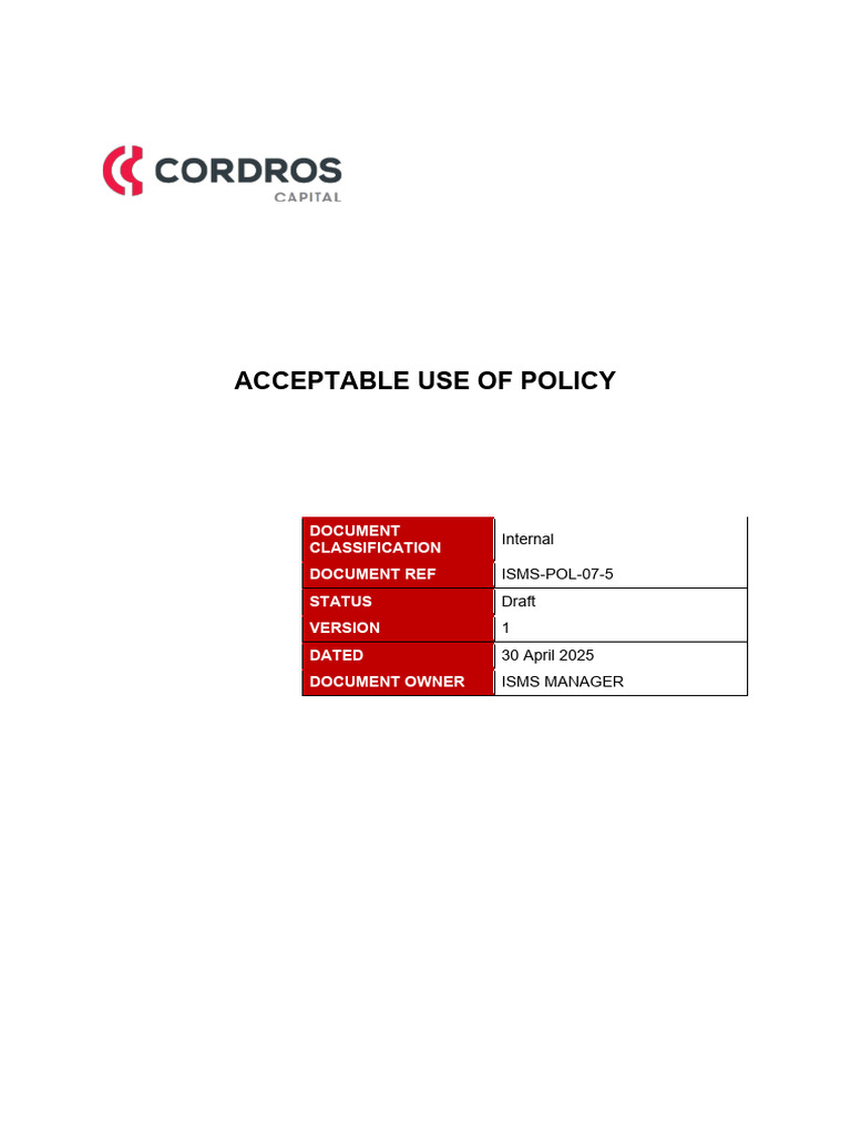 Acceptable Use Policy Overview | PDF | Information Security | Malware