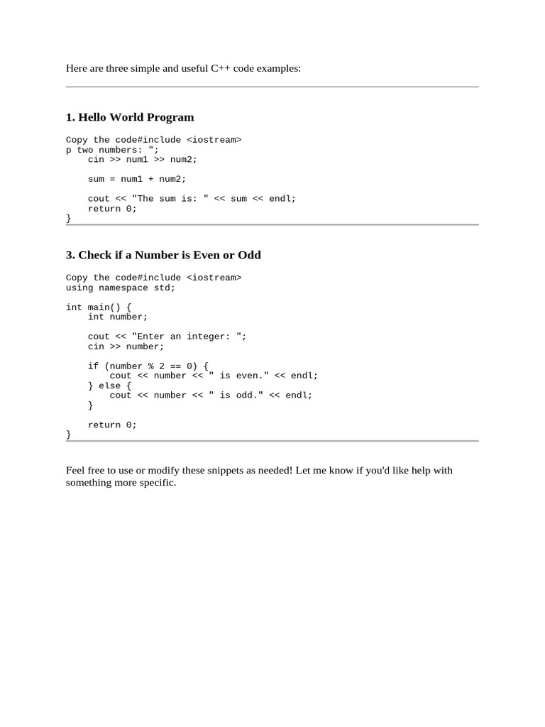 Hello World Program: Here Are Three Simple and Useful C++ Code Examples ...