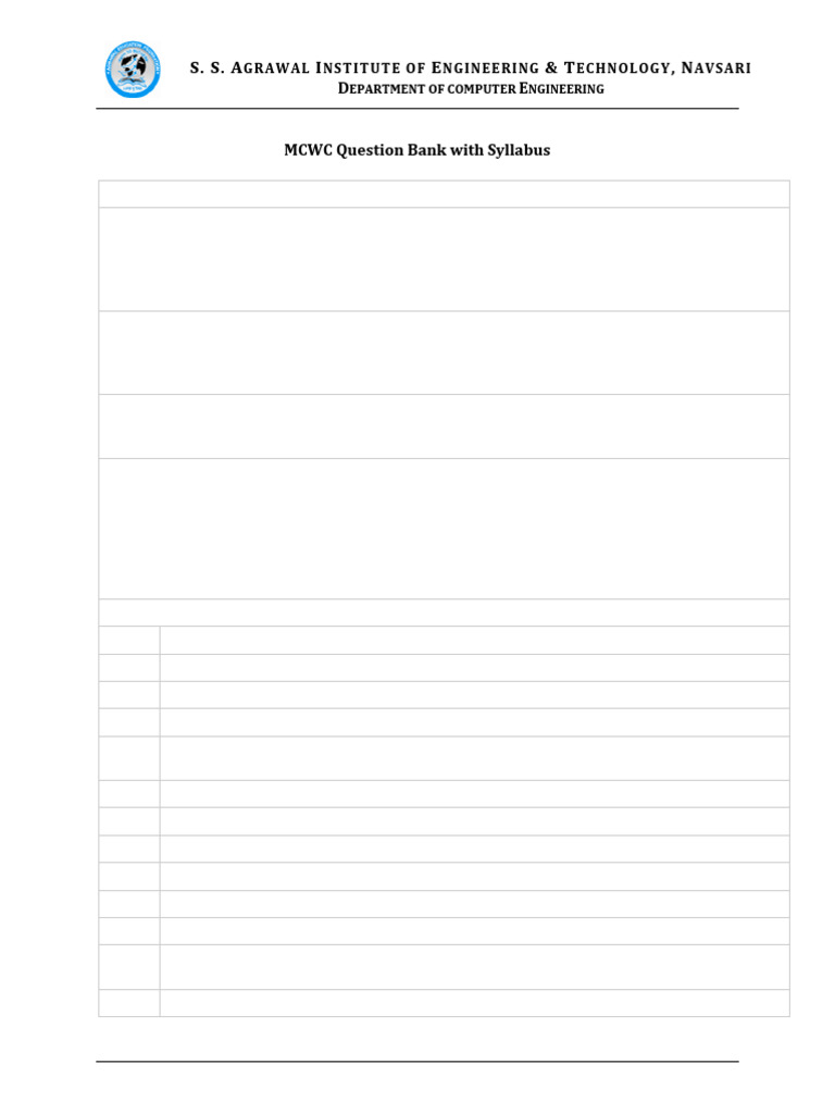 MCWC Computer Engineering Question Bank | PDF | Bluetooth | General ...